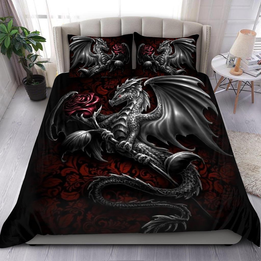 Gothic Dragon Art And Rose Bedding Set Mp190815