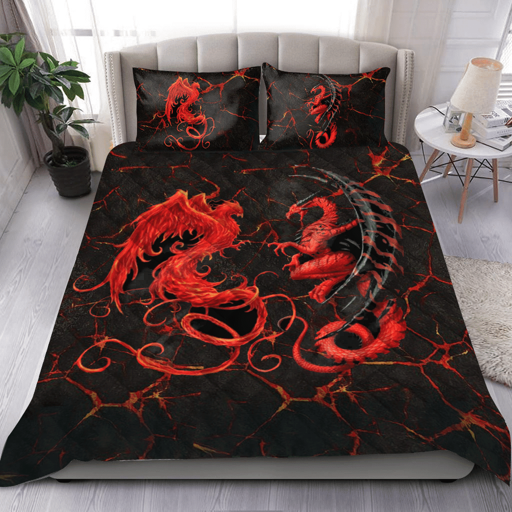 Phoenix Vs Dragon Quilt Bedding Set By Sun Jj280521S