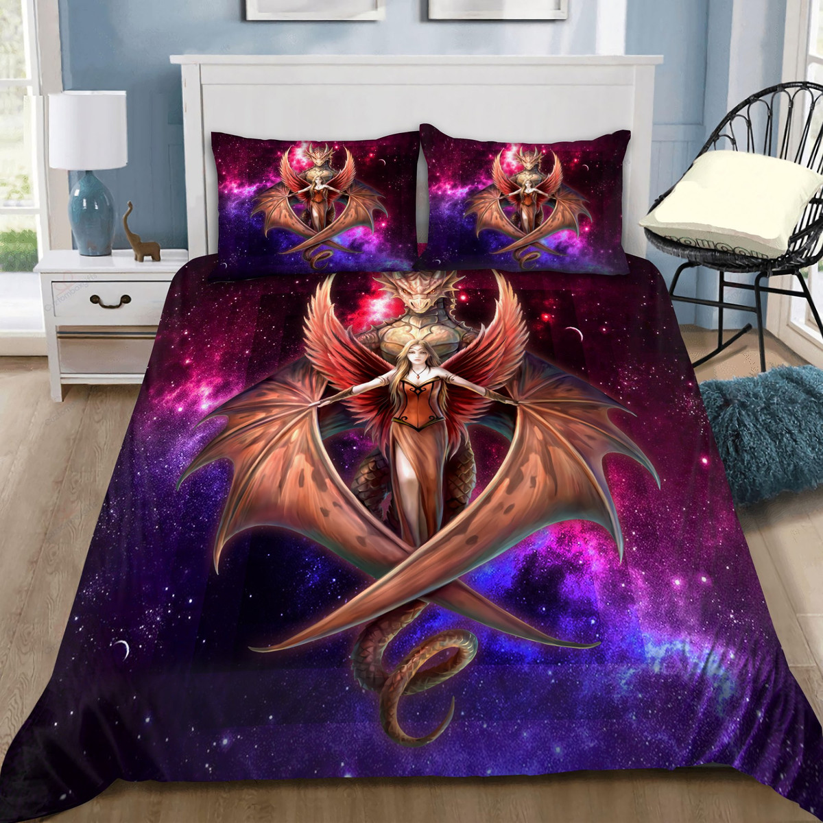 Purple Gothic Dragon Bedding Set Hac180802