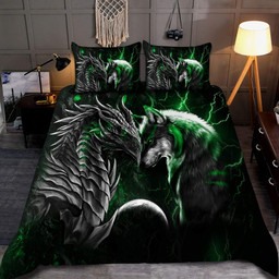 Green Dragon And Wolf Bedding Set Am092051S3