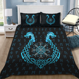 The Blue Dragon Vegvisir And Rune Viking All Over Printed Bedding Set -