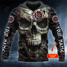 Viking Compass Vegvisir Camo Skull Custom Name 3D Printed Shirt