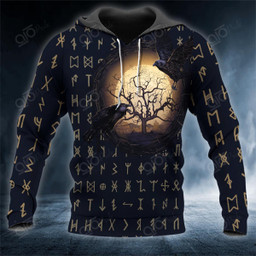 Rune Crow And Ravens Viking 3D Printed Shirt