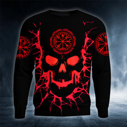 Red Viking Compass Flame Skull 3D Printed Shirt