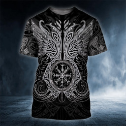 Gray Raven Twins Viking Tattoo 3D Printed Shirt