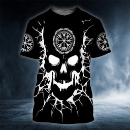 Black White Viking Compass Skull 3D Printed Shirt