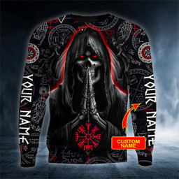 Viking Pattern Grim Reaper Praying For The Death Skull Custom Name 3D Printed Shirt