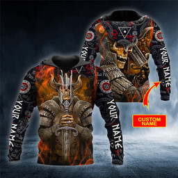 Runic Compass Viking Warrior Skull Custom Name 3D Printed Shirt