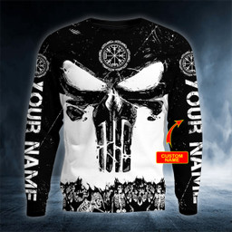 Skull Viking Compass Custom Name 3D Printed Shirt
