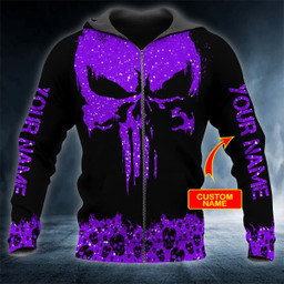 AIO Pride Violet Punisher Skull Custom Name 3D Printed Shirt