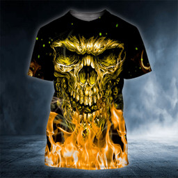 AIO Pride Gold Vampire Skull Custom Name 3D Printed Shirt