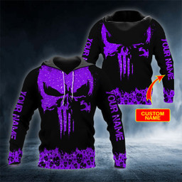 AIO Pride Violet Punisher Skull Custom Name 3D Printed Shirt