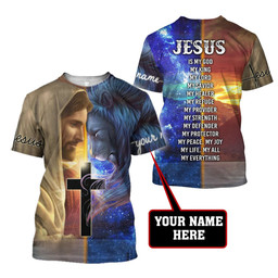 Premium Christian Jesus Lion Easter Personalized Name 3D All Over Printed Unisex Shirts HV