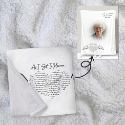 Memory Blankets By As I Sit In Heaven For Loss Of Grandma Angel Wings Remembrance Blanket, In Memory Of Grandma Gifts