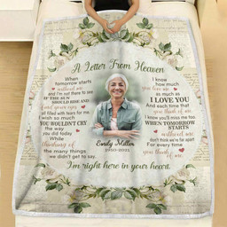 Memory Blankets With Pictures A Letter From Heaven Personalized, In Memory Of Grandma blanket, Sympathy Gifts for Loss of Mother