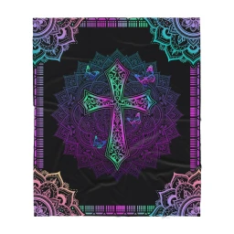 Christian Jesus Cross Butterfly Blanket - Best gift for Christian - sherpa blanket