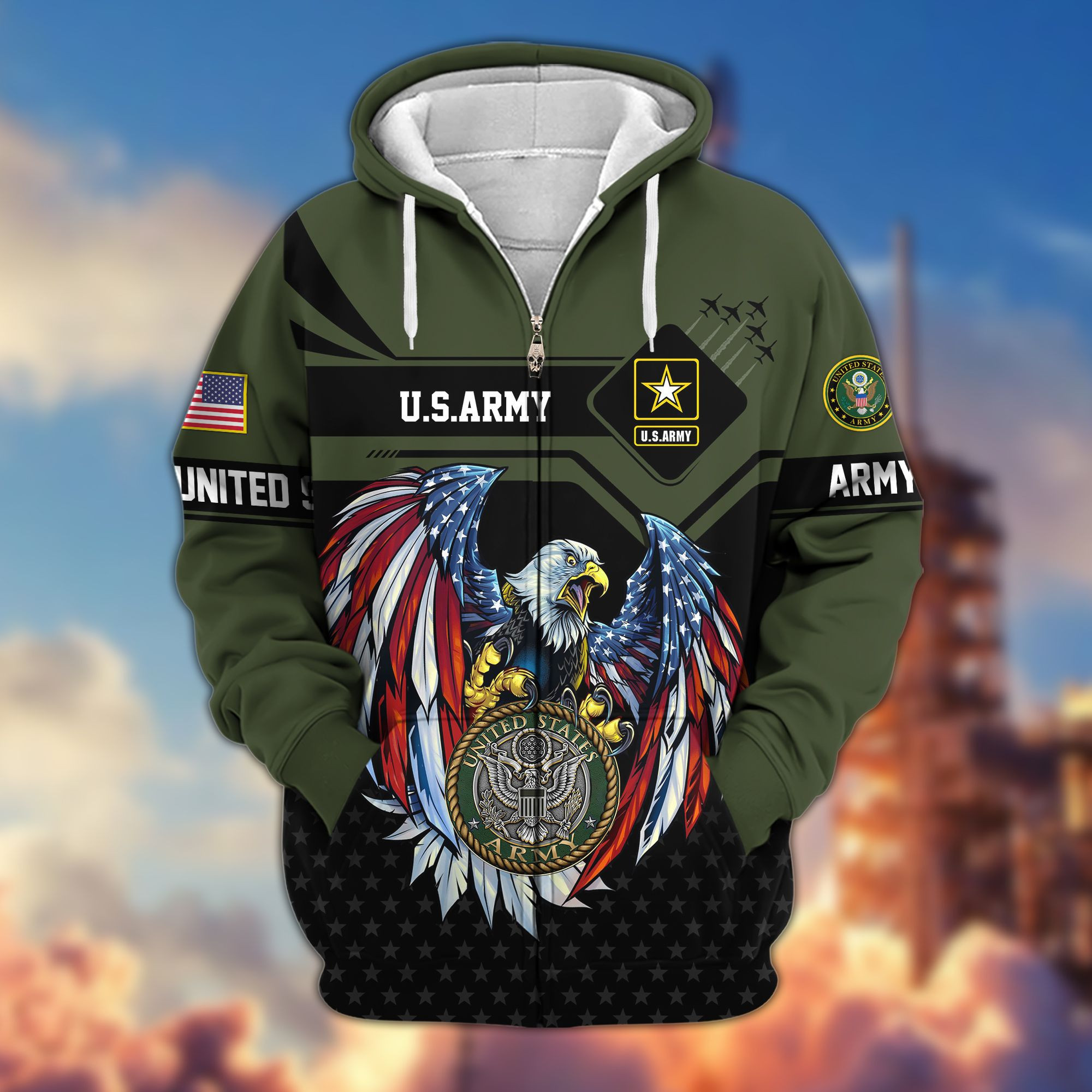 Premium US Military Zip Hoodie BPVC151010