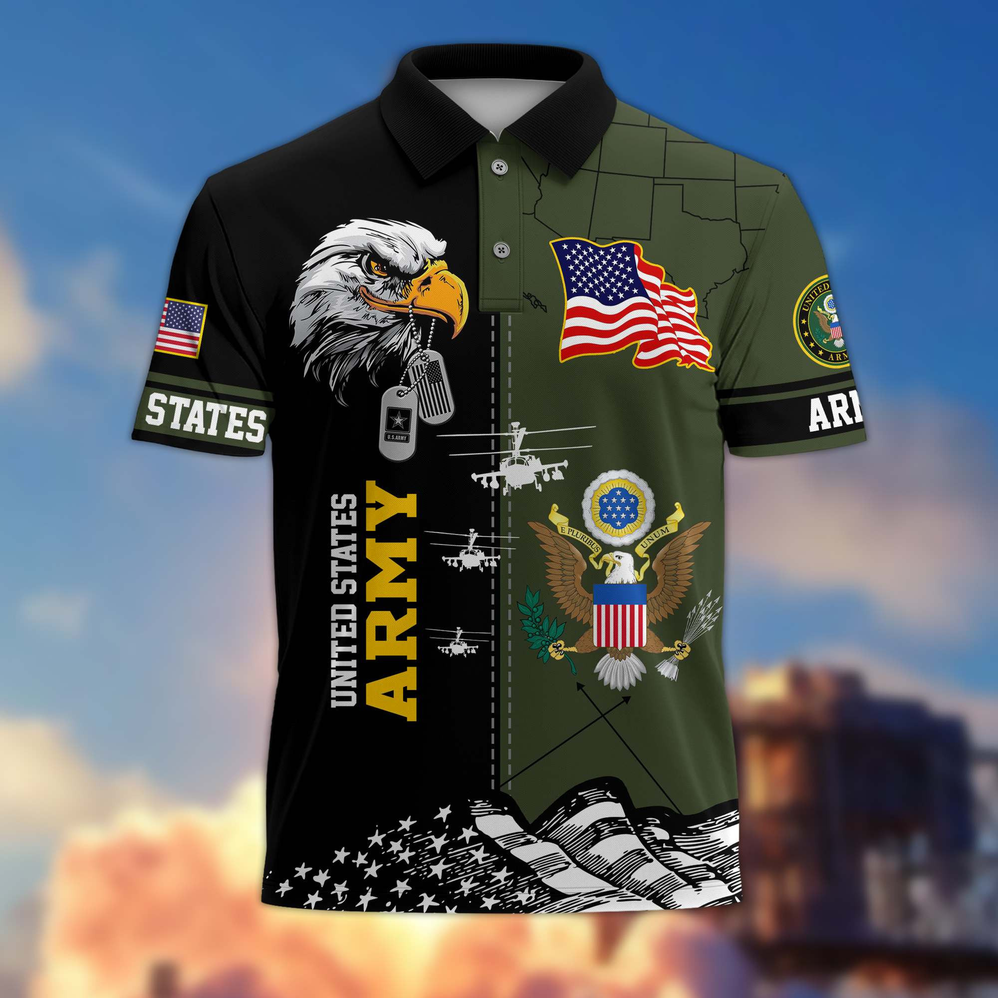 Premium US Military Polo Shirt BPVC100410, Gifts For Active Duty, For U.S Soldier