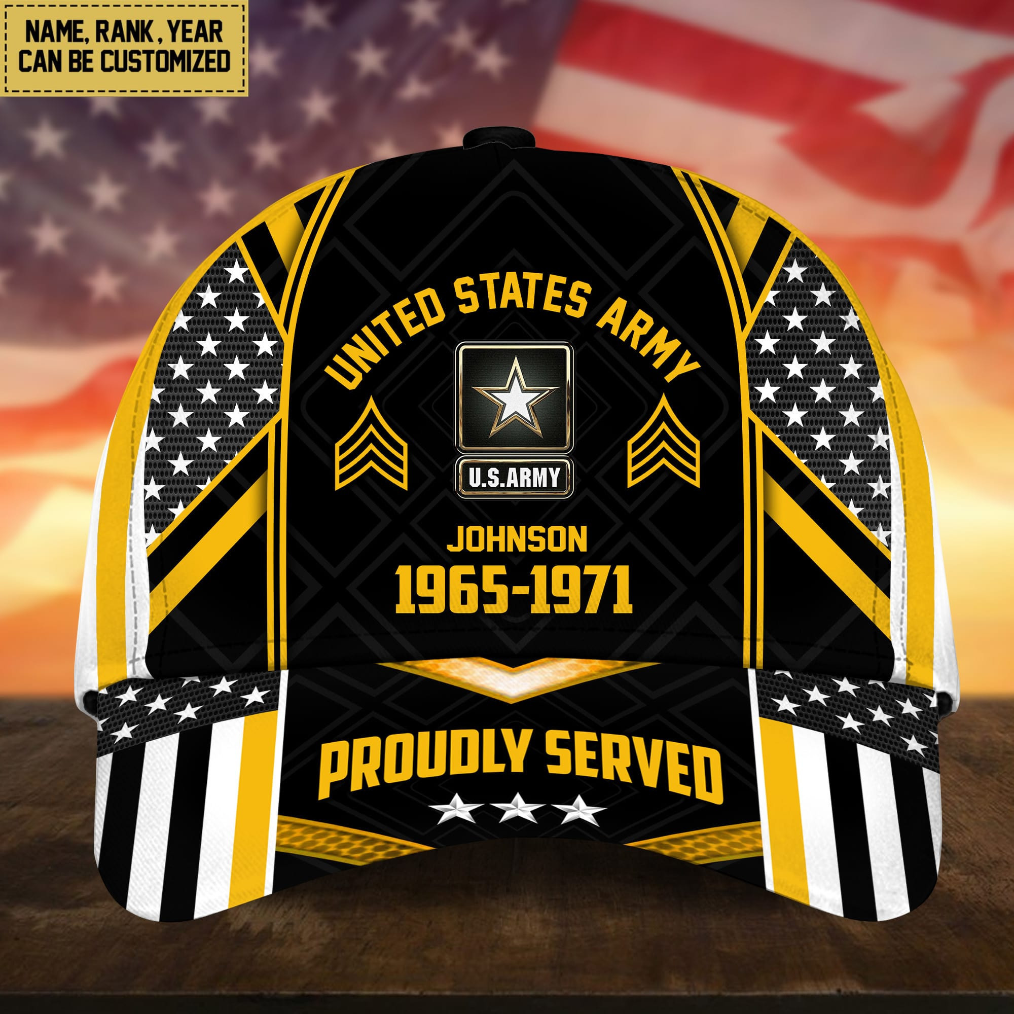 Premium Custom Name, Rank And Years of Service US Veterans Cap APVC160802