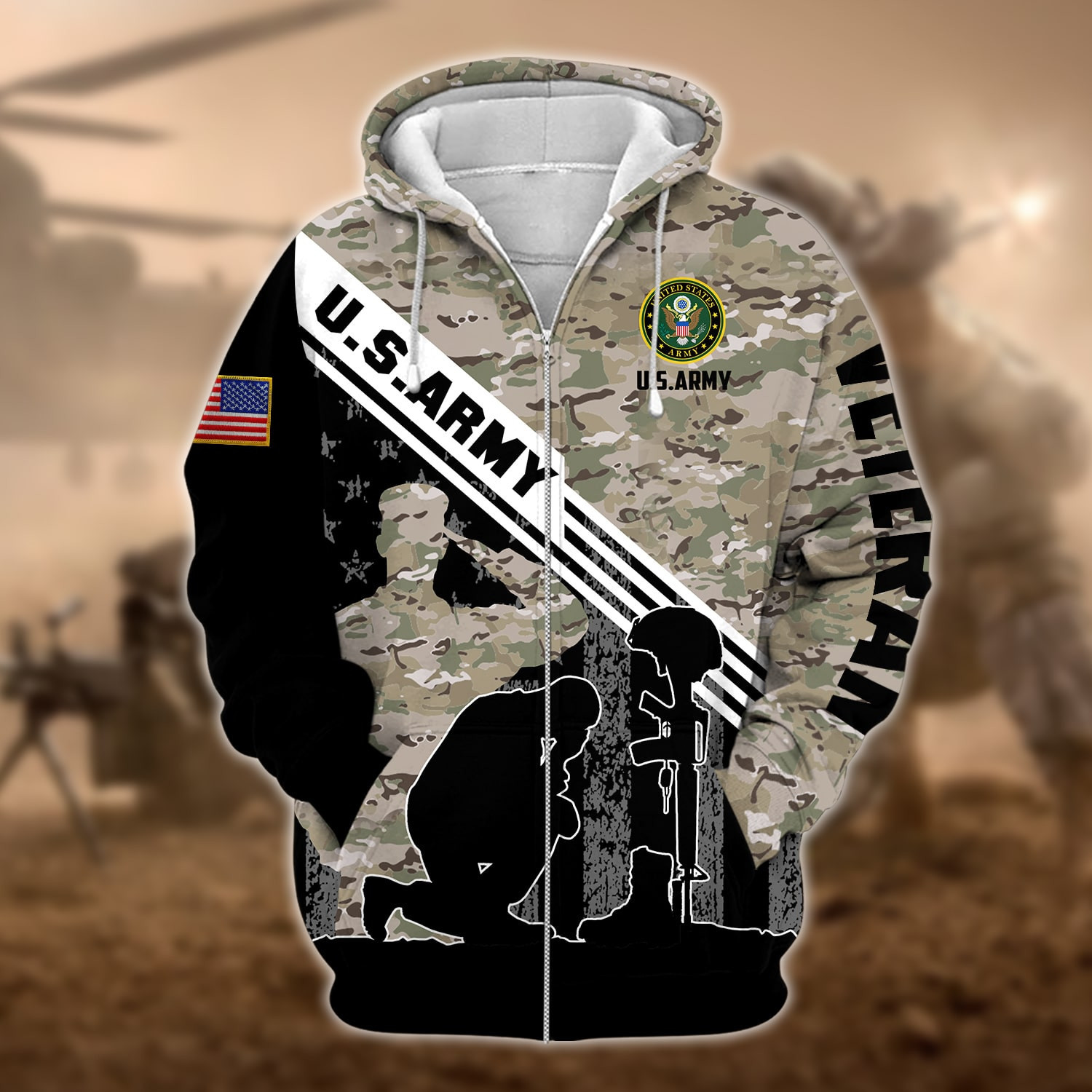 Premium Multiple US Military Services Veteran Zip Hoodie PVC231204