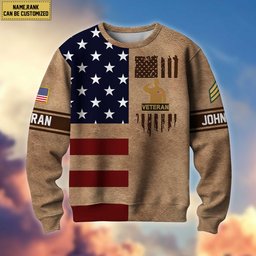 Premium Custom Name And Rank US Veterans Sweatshirt APHN230813, Gifts For Veterans Day, Gifts For Dad, Gifts For Husband
