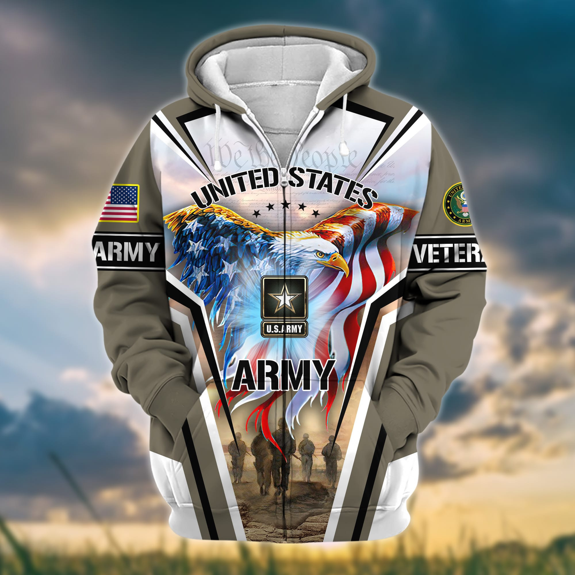 Premium Honoring All Who Served US Veteran Zip Hoodie APVC051001