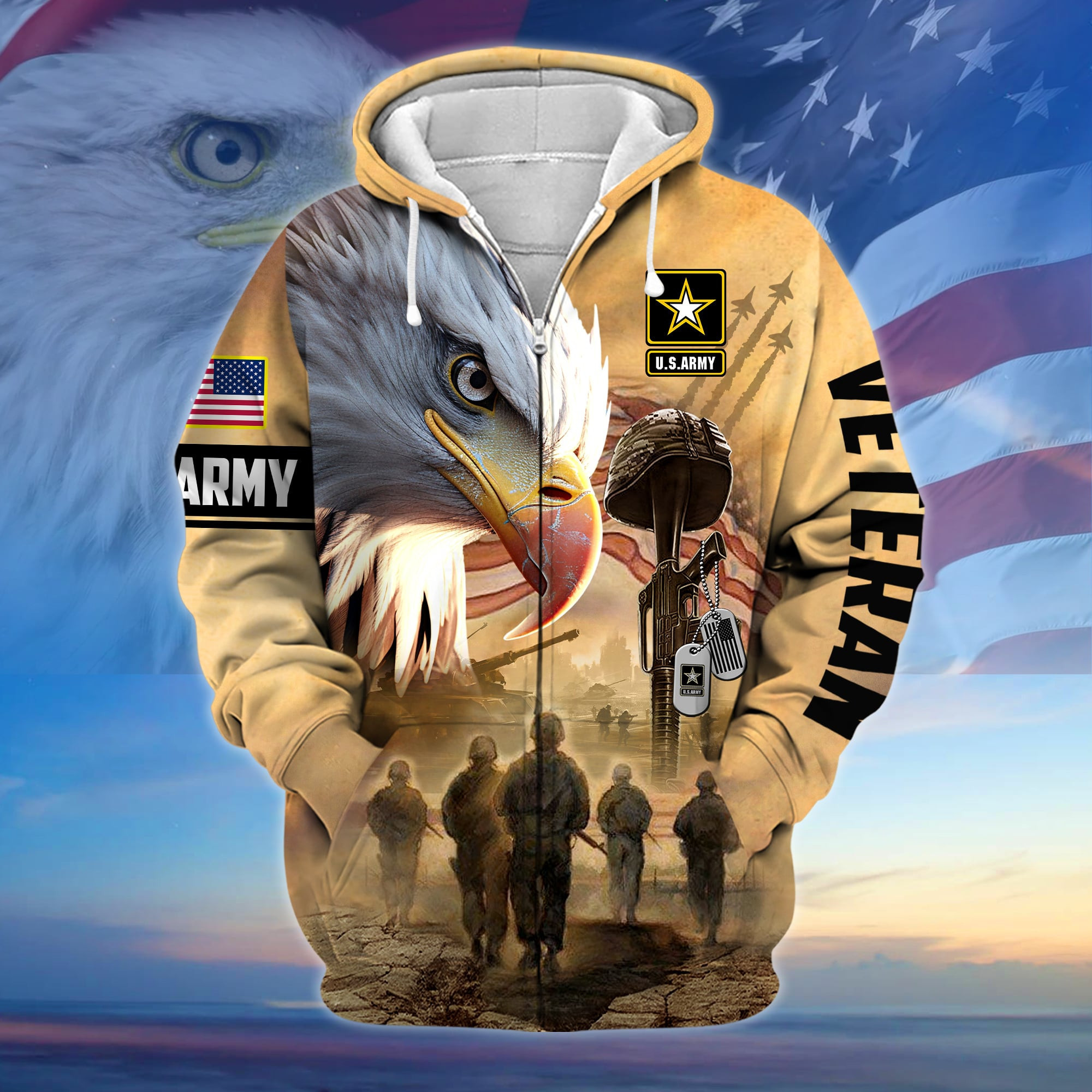 Premium Honoring All Who Served US Veteran Zip Hoodie APVC080902