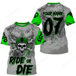 Personalized Motocross Ride Or Die Skull Apparel