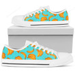 Banana Seamless Pattern Blue Background Print White Low Top Shoes