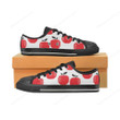 Red Apples White Background Print Black Low Top Shoes