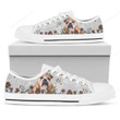 Bulldog And Flower Pattern White Low Top Shoes