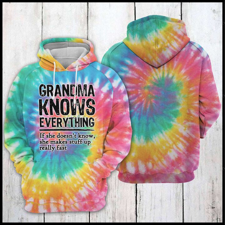 Tie Dye Grandma Knows Everything Apparel