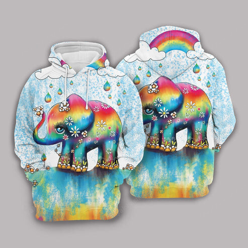 Colorful Elephant Rainbow Apparel