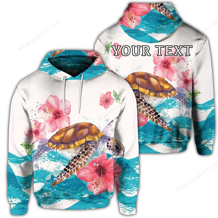 Personalized Turtle Hibiscus Waves Apparel
