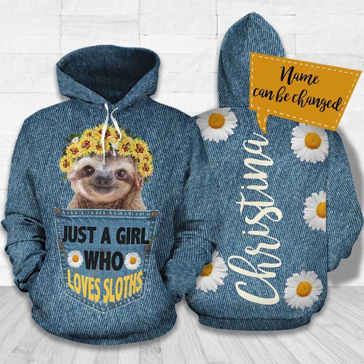 Personalized A Girl Loves Sloths Jean Apparel