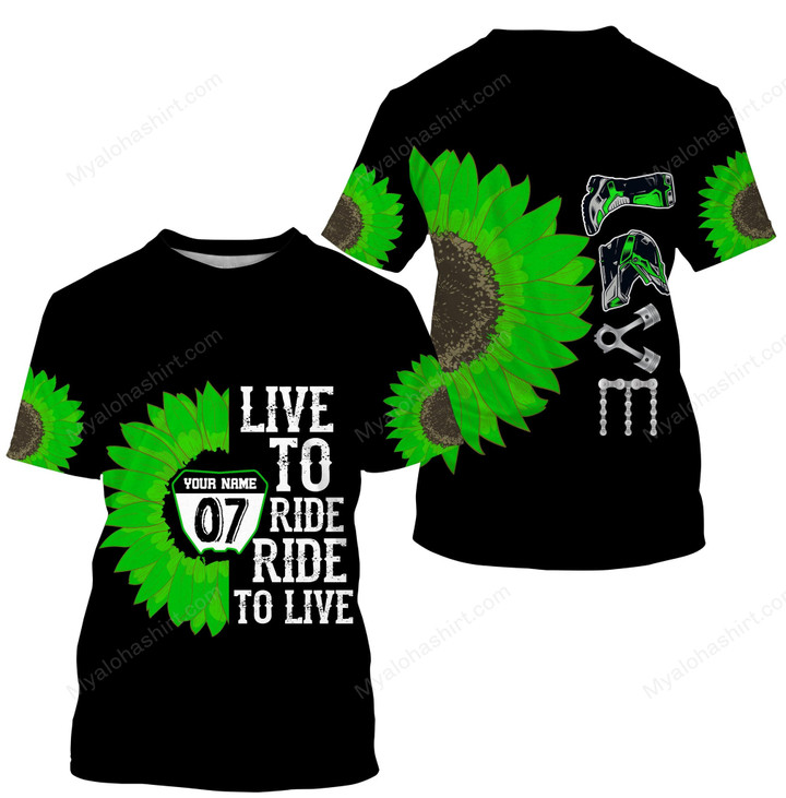 Personalized Live To Ride Sunflower Apparel