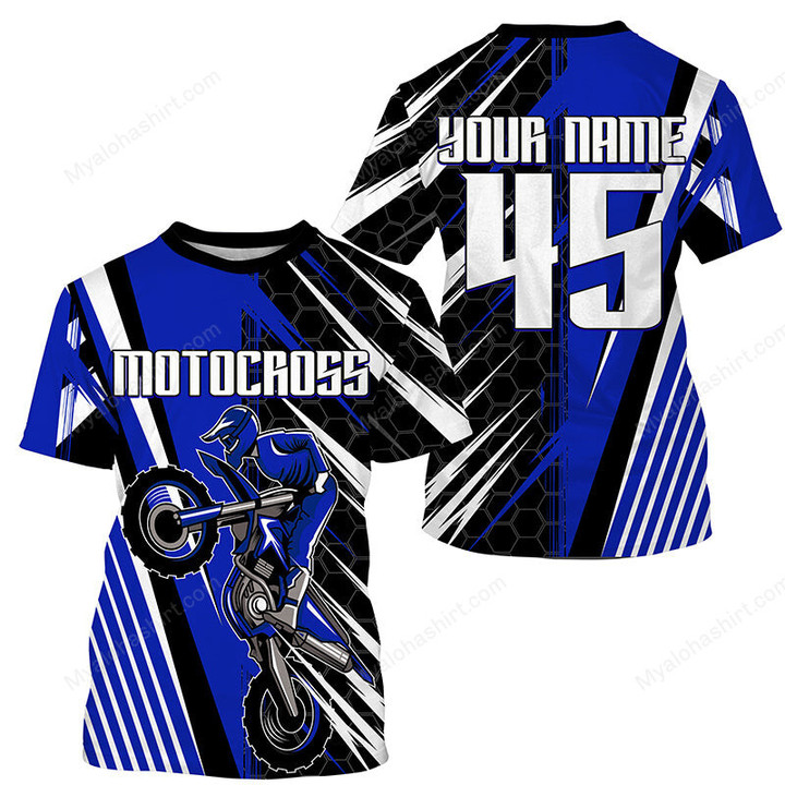 Personalized Blue Motocross Jersey Apparel