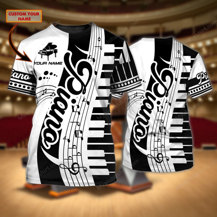 Personalized Piano Lover Black And White Apparel