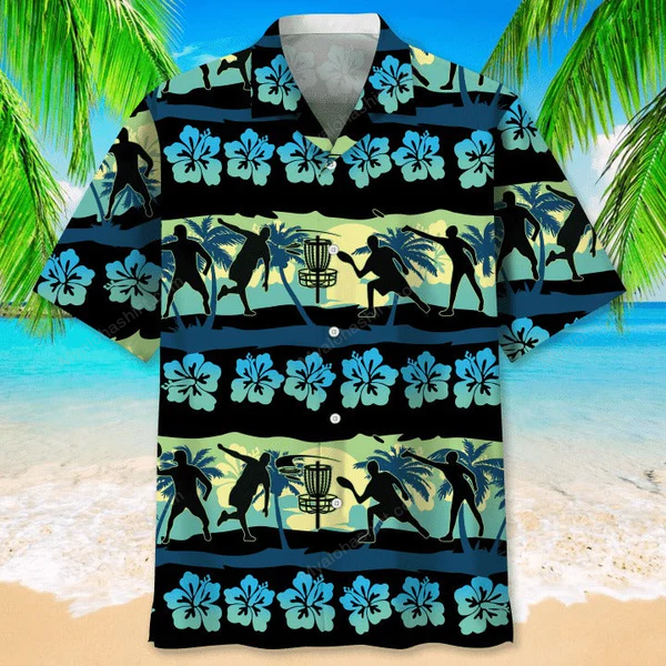 Disc Golf Player Hibiscus Hawaiian Shirt