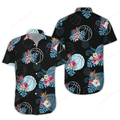 Basketball Tropical Flower Hawaiian Shirt