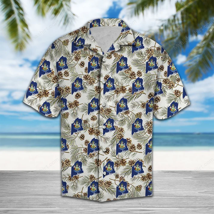 Maine White Pine Cone Hawaiian Shirt