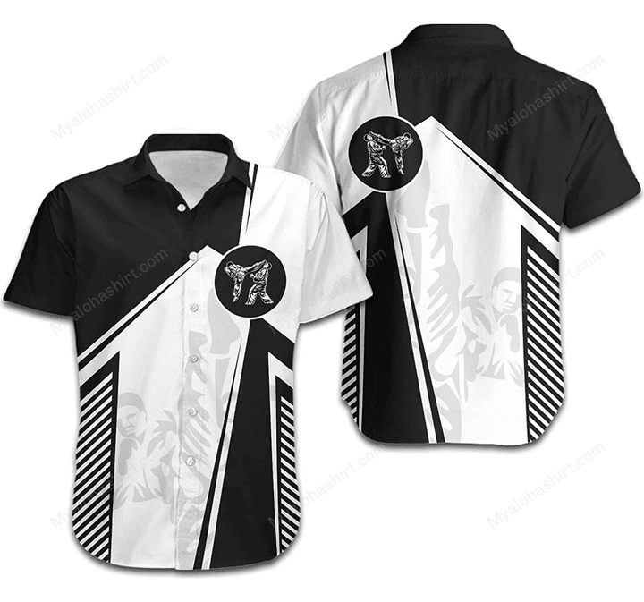 Black And White Karate Hawaiian Shirt