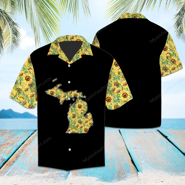Michigan Sunflower Hawaiian Shirt