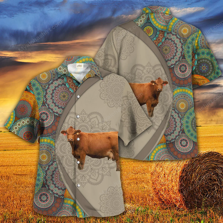 Gelbvieh Cattle Mandala Hawaiian Shirt