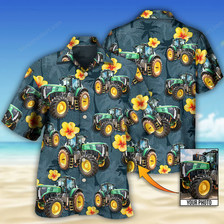 Personalized Tractor Lover Tropical Apparel