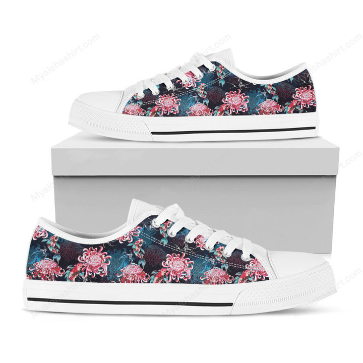 Floral Shoes, Chrysanthemum Low Top Shoes