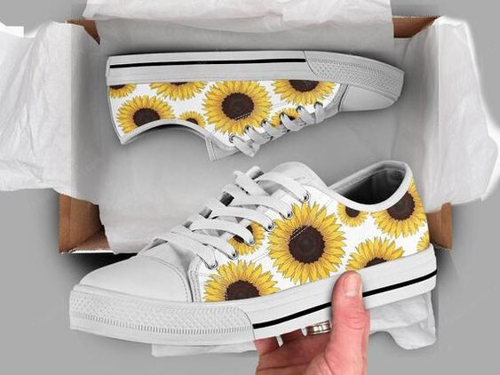 Floral Shoes, Sunflower Low Top Shoes