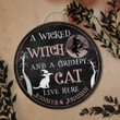 Personalized Cat Round Wooden Sign A Grumpy Cat Live Here, Hanging Halloween Decorations