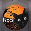 Halloween Cat Witch Wooden Door Sign