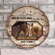 Personalized Horse Round Wood Sign Love Grows Best In Little House